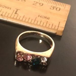 Fashion Ring for Women Alloy Metal and Artificial Stones New Gold-Color Ring